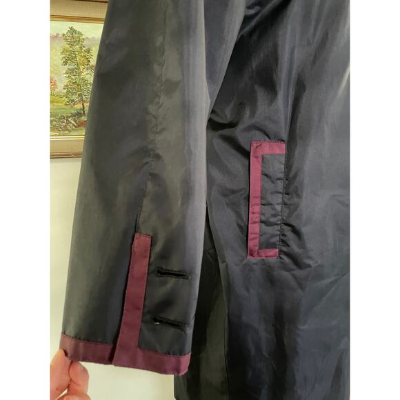 Vtg. TOTES Raincoat Windbreaker SZ 10P Navy with Maroon Contrast - Picture 3 of 8